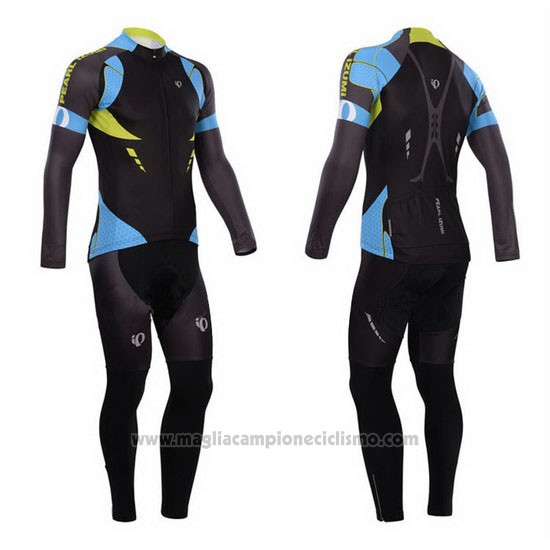2014 Abbigliamento Ciclismo Pearl Izumi Nero e Celeste Manica Lunga e Salopette